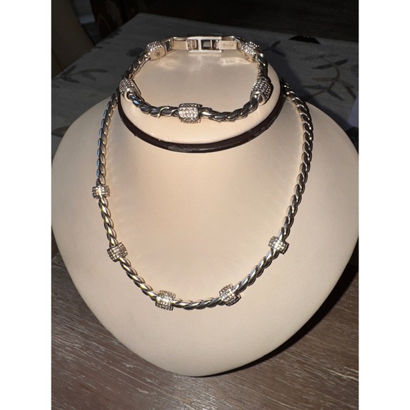 Brighton Meridian Silver Chain Necklace‎ Rhinestone Accents Fashion Jewelry - Picture 4 of 7